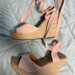 Elegant Pink Wedge Sandals